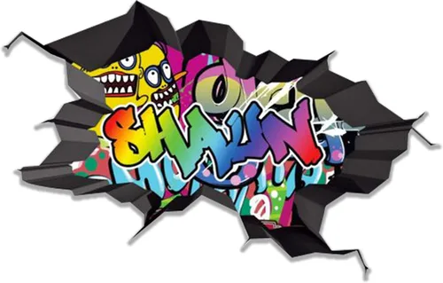 Vista 15 de Calcomanía de pared con nombre personalizado, graffiti 3D Arte personalizado vinilo decorativo adhesivo Removible Despegar y pegar Borde