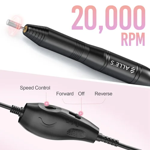 Vista 2 de Taladro de uñas eléctrico de 20000 rpm, compacto, portátil, Efile, profesional, manicura y pedicura, kit de taladro de lima de uñas para acrílico