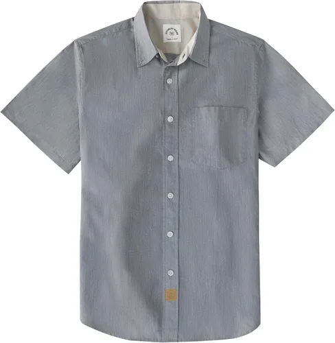 Vista 9 de Dubinik® Camisas de manga corta con botones para hombre, 100% algodón, a cuadros, camisas casuales con bolsillo