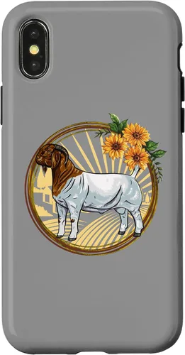 Vista 4 de Funda con borde de girasol para iPhone 15 Meat Goat Boer Buck