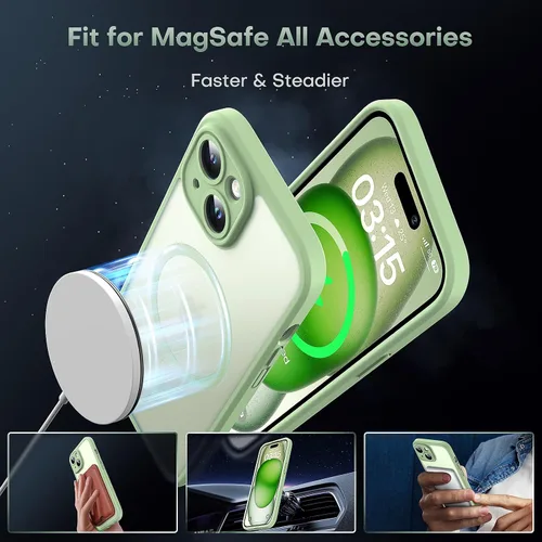 Vista 397 de TOCOL Funda para iPhone 11, compatible con Magsafe, protección completa de cámara, imanes integrados, protección contra caídas, funda translúcida