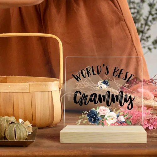 Vista 5 de Regalo de Grammy, regalos para abuela, placa acrílica del mejor Grammy del mundo, regalos para la mejor abuela, regalos de abuela para cumpleaños