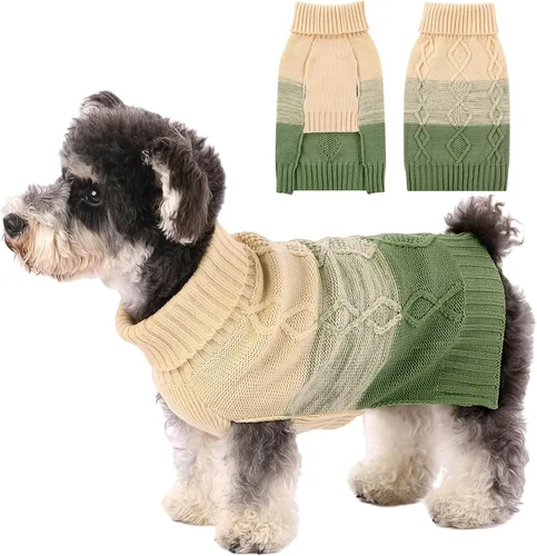Vista 10 de ASENKU Suéter cálido para perros pequeños y medianos, suéteres para mascotas para ropa de perro en otoño e invierno, suéter grueso con cuello Azul