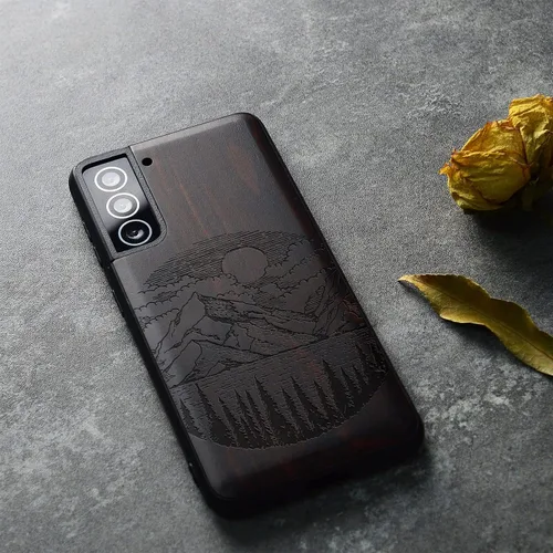 Vista 4 de Carveit Funda de madera para Galaxy S21 Plus [madera natural y TPU suave] a prueba de golpes, funda protectora de madera única híbrida compatible