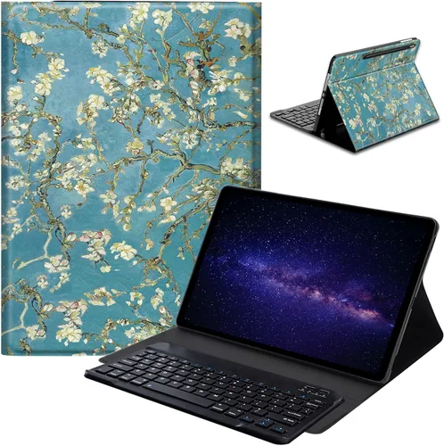 Vista 8 de Funda para Samsung Galaxy Tab A8 10.5 con teclado, teclado Bluetooth inalámbrico desmontable y funda delgada con soporte plegable para Galaxy Tab A8