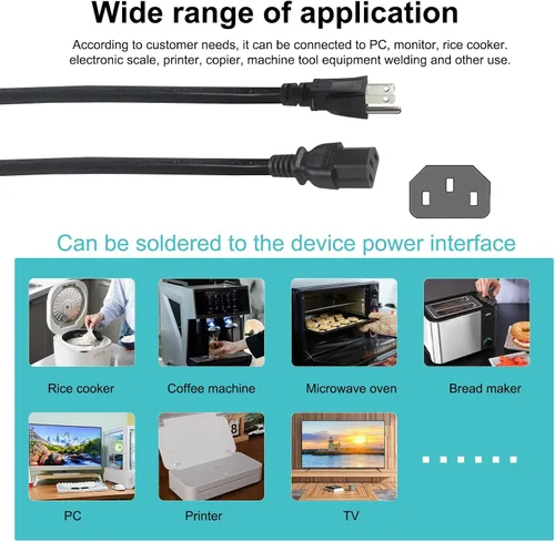 Vista 6 de Cable de alimentación para computadora de 1 pie - 1 paquete de 16 Negro 1 paquete