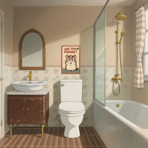Vista 7 de BYZCLUBERI Retro Hamster Are You Pooping? Wall Decor - Camera Element Rodent Bathroom Art, Unique Hamster Decor in Bathroom, 8x12 Inch