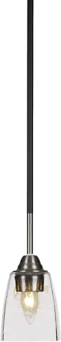 Vista 270 de Toltec Lighting Paramount - Mini colgante de 1 luz en acabado negro mate con cristal de arte perla de 7 pulgadas y estilo negro