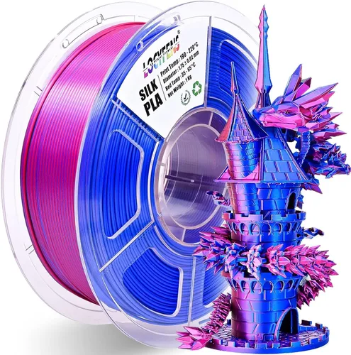 Vista 20 de Filamento para Impresora 3D PLA, Filamento PLA Arcoíris 1.75mm +/-0.02mm, Filamento PLA de Seda de Doble Color, Paquete de Filamento 3D Coextruido 2