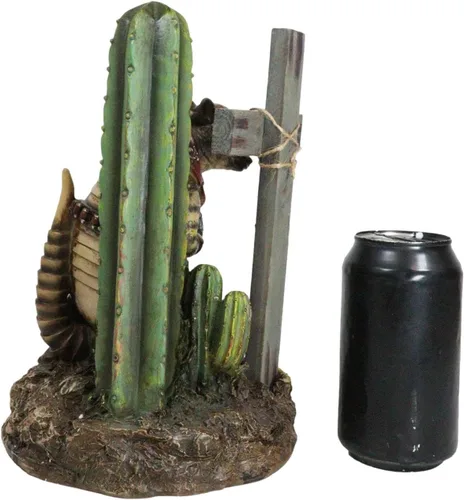 Vista 7 de Ebros Gift Rústico vaquero armadillo occidental por Saguaro Cactus arrodillado al pie de la cruz rugosa figura de oración Viejo Mundo Wild West