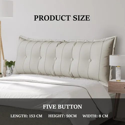 Vista 5 de Almohada rectangular para cabecero de lectura, cojín grande, respaldo extraíble, almohada de lectura, cabecero, regalo para mamá, color blanco, reina