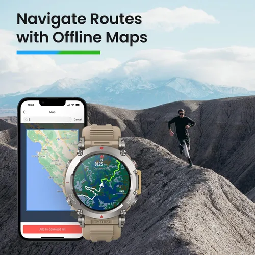 Vista 7 de Amazfit T-Rex - Reloj ultra inteligente de 1.77 pulgadas para hombre, batería de 20 días, apnea de 98.4 ft, GPS de doble banda, resistente al barro