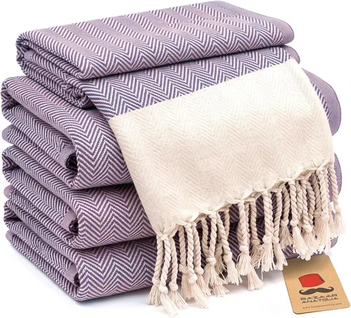 Vista 22 de Bazaar Anatolia Toallas de mano – Juego de 4 39 x 19 pulgadas – Toalla de mano turca a rayas para baño, 100% algodón, cocina, cara, cabello, té