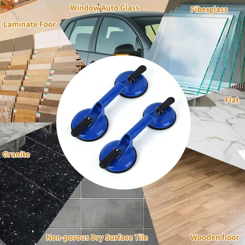 Vista 4 de FCHO Ventosas de Servicio Pesado de Aluminio con Mango de Placa de Vacío Sujetador de Vidrio Ganchos para Levantar Vidrio Grande/Elevador de Azul