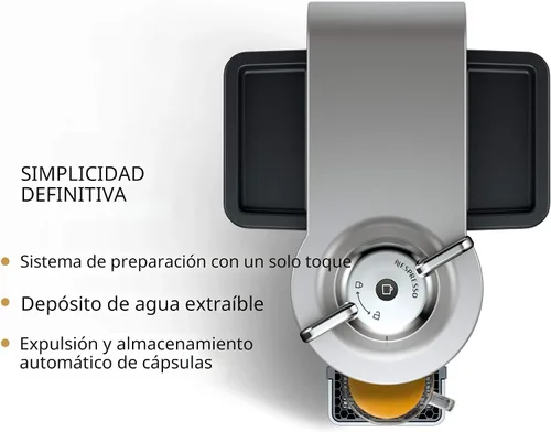 Vista 3 de Nespresso Vertuo - Cafetera de café y espresso de De'Longhi, 1597 mililitros, color plateado
