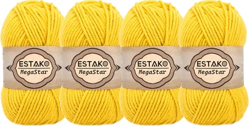 Vista 40 de Estako Megastar, 3.52 Oz (100g) de hilo de acrílico 75% y lana 25%, suave, peso grueso voluminoso #5 para crochet y tejer 120 yardas (110m)