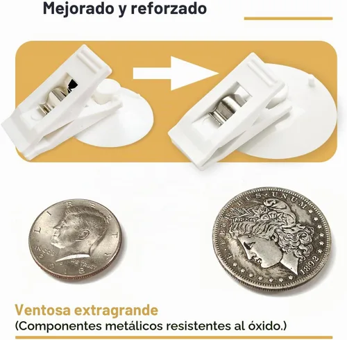 Vista 2 de Paquete de 6 clips para cortina de ducha con ventosa para mantener el forro
