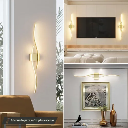 Vista 2 de Modernas lámparas de baño doradas, luz LED de tocador con control remoto, lámpara de tocador de baño sobre espejo, luces de pared para dormitorio