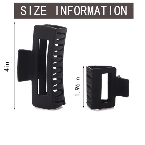 Vista 2 de Paquete de 12 pinzas tipo garra cuadradas negras, pinzas tipo garra rectangulares grandes y pequeñas neutrales, pinzas para cabello grandes mate