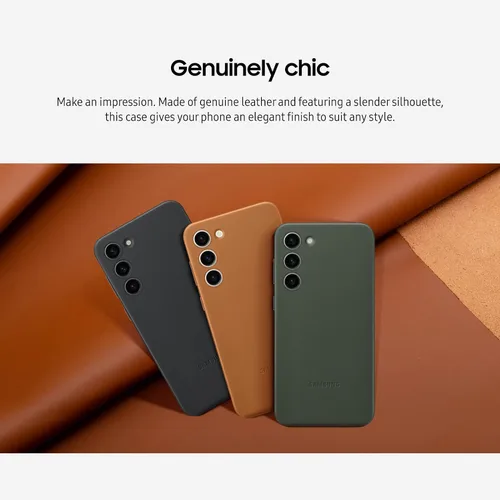 Vista 3 de SAMSUNG Funda de cuero para teléfono Galaxy S23+ Plus, funda protectora premium con protección delantera y trasera, agarre suave, versión