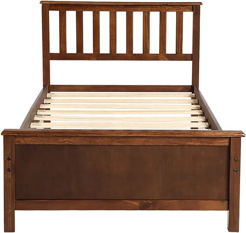 Vista 8 de Twin Bed, Premium Platform Bed Frame with Strong Wood Slat Support, Easy Assembly, No Box Spring Needed (Walnut)