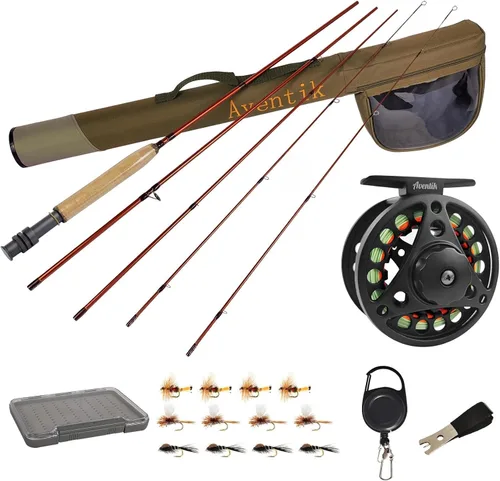 Vista 10 de Kit de Combo de Pesca con Mosca Extreme Aventik 0/1/2/3/4/5/6 Peso, Kit de Cañas de Pescar y Carrete de Mosca para Principiantes con Una Funda
