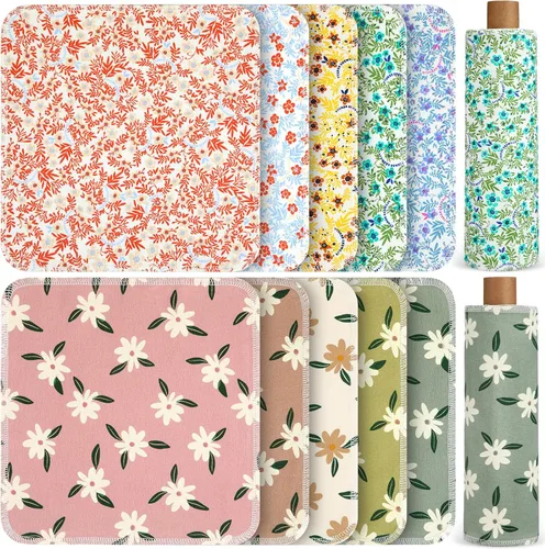 Vista 37 de Redbaker 50 piezas de toallas de papel reutilizables, paños de algodón reutilizables sin papel, toallas de papel absorbentes lavables