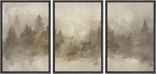 Vista 111 de SIGNWIN Lienzo enmarcado para pared, juego de arte de campos pastorales, flores silvestres, campo rústico, paisaje, floral, ilustraciones modernas