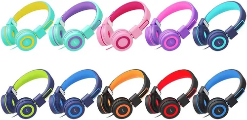 Vista 7 de Elecder i37 - Audífonos plegables de diadema para niños, niñas y adolescentes, con conector de 3.5mm, compatible con iPad, teléfonos celulares