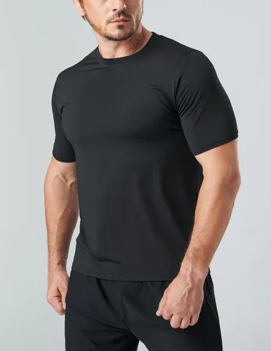 Vista 3 de Paquete de 5 camisetas de manga corta, con cuello redondo y de secado rápido para hombre, camisetas deportivas para correr, entrenar o ir al gimnasio