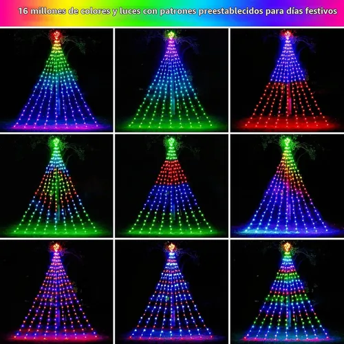 Vista 5 de Luces de Cascada de Navidad RGB Inteligentes de 16.4 Pies con Estrella, APP y Control Remoto, Espectáculo de Luz Personalizado DIY y Sincronización