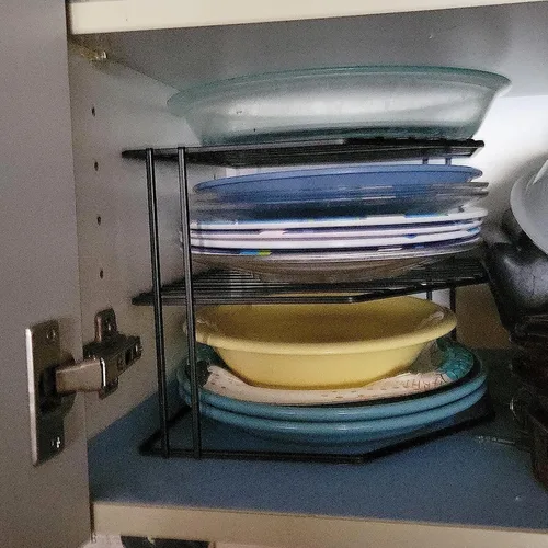 Vista 6 de Frcctre Estante de esquina de cocina de 3 niveles, organizador de armario y mostrador de cocina, 9 x 9 x 7.5 pulgadas, alambre de metal, organizador