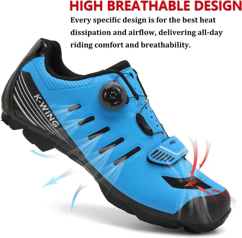 Vista 2 de Zapatos de ciclismo unisex compatibles con Pelaton para interiores, zapatos de bicicleta de carretera, zapatos de bicicleta de montaña para hombres
