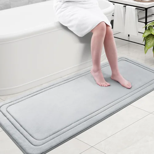 Vista 51 de Grandaily Alfombra de Baño de Espuma Viscoelástica 24x16, Ultra Suave, Antideslizante y Absorbente, Alfombras de Baño Lavables a Máquina y Secables