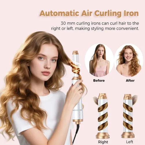 Vista 3 de Cepillo secador de cabello mágico Air Styler 6 en 1, cepillo secador iónico negativo y 3 configuraciones de calor, rizado automático desmontable