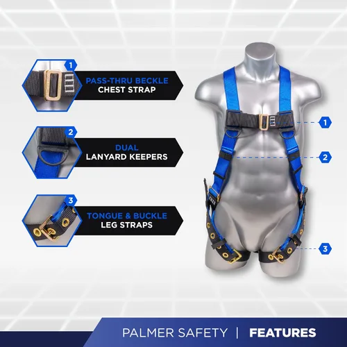 Vista 2 de Palmer Safety V5504 Kit de techado, arnés de construcción, conjunto de línea de vida vertical y bolsa de lona