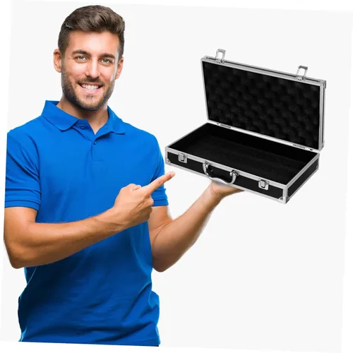 Vista 8 de Angoily Caja de herramientas de aleación de aluminio Caso duro de aluminio Caja de almacenamiento duro multifunción con espuma protege electrónica