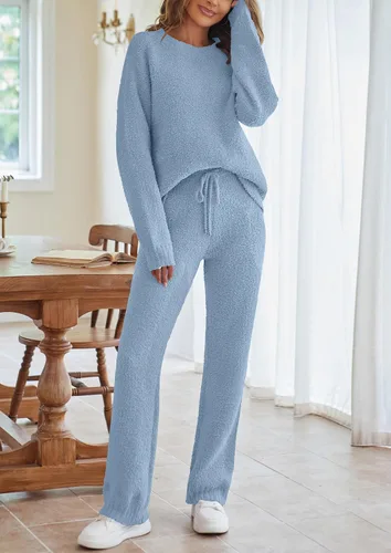 Vista 4 de MEROKEETY Conjunto de pijama de 2 piezas de forro polar mullido para mujer
