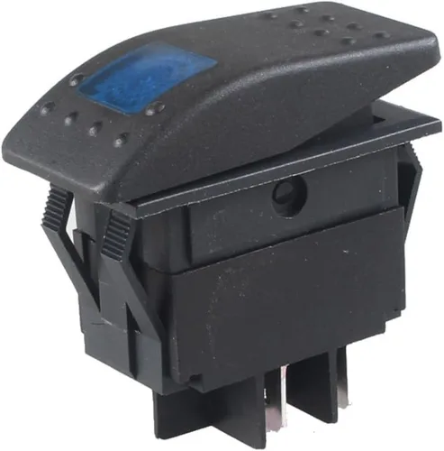 Vista 2 de Switch cambiador de lámpara con luz LED azul. Bote marino 76719 de E Support. 4 paquetes de 5 pines, Azul Interruptores basculantes con botón