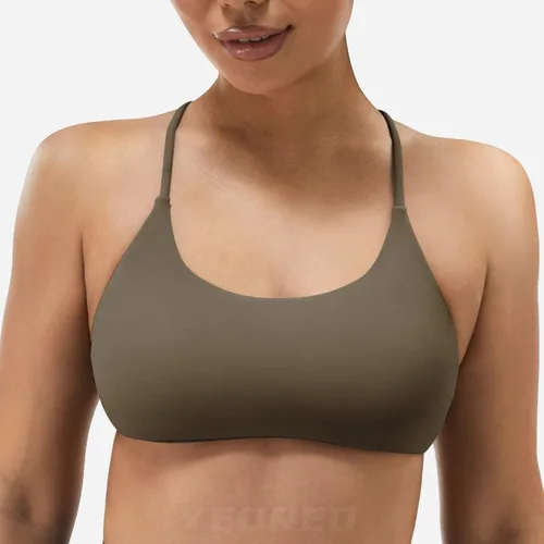 Vista 2 de YEOREO Pearl - Brasier deportivo para mujer, con tirantes cruzados, espalda cruzada, espalda descubierta, extraíble, acolchado, para yoga