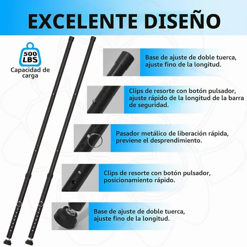 Vista 6 de PBHEPJ Paquete de 1 barra de seguridad para puerta corredera, barra de seguridad ajustable de 18.5 a 51 pulgadas para puerta de patio con puntas