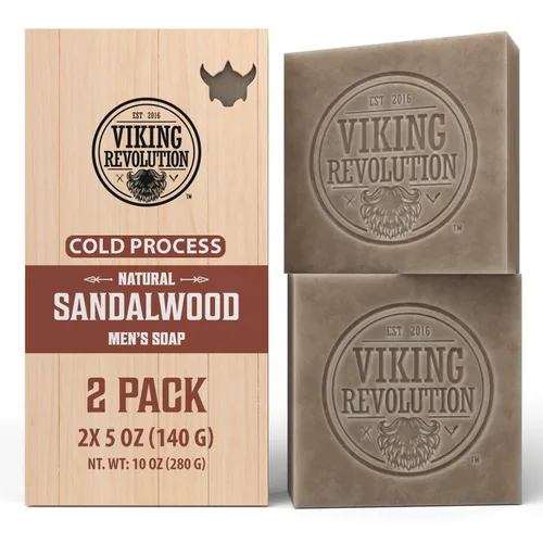 Vista 8 de Viking Revolution Jabón natural de bergamota para hombres, barra de jabón para hombre con aceites esenciales prensado en frío para hombres, jabón