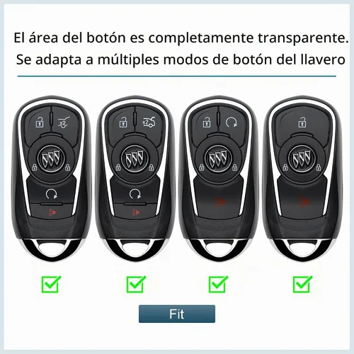 Vista 5 de Funda para Llavero de Buick, Estuche Protector de Llave de Coche, Soporte para Cadena de Llaves, Accesorios Negros