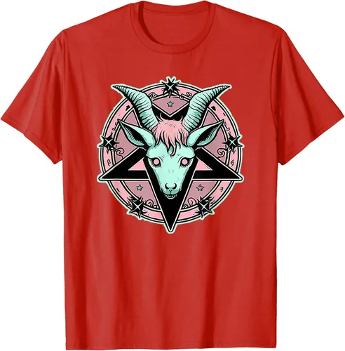 Vista 98 de Camiseta Kawaii Paste Creepy Goat Pentacle, Negro