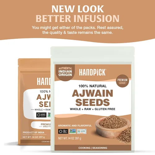 Vista 4 de HANDPICK Ajwain Seeds - Semillas enteras de Carom (14 onzas), veganas, sin gluten, sin OMG, obispos de carom crudas, origen indio, empaquetadas