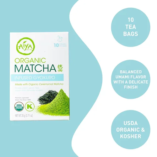 Vista 2 de Aiya Gyokuro orgánico con infusión de matcha Té verde matcha ceremonial orgánico, gyokuro orgánico 10