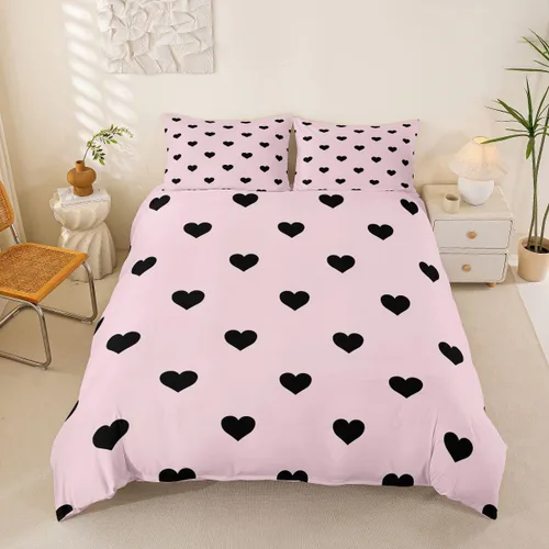 Vista 32 de Erosebridal - Juego de ropa de cama kawaii, juego de funda de edredón con diseño de fresa rosa, para mujeres, niñas y niños, decoración