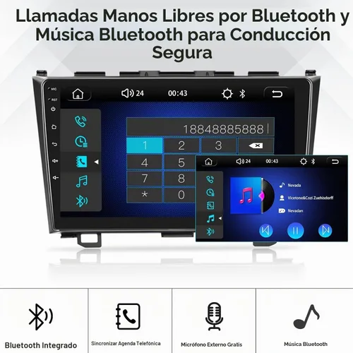Vista 7 de 4 núcleos+64G Android 15 para Honda CRV 2007-2011 Radio de coche estéreo con A-pple inalámbrico CarPlay Android Auto WiFi GPS, pantalla táctil de 9