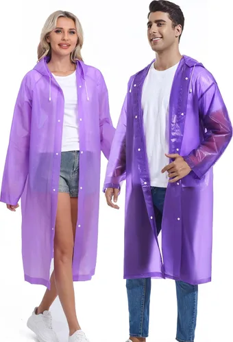 Vista 152 de 2 abrigos de lluvia de Borogo para adultos, chaquetas de lluvia reutilizables para hombres y mujeres