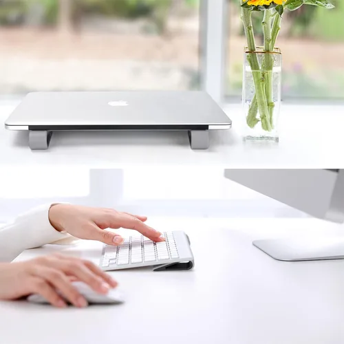 Vista 5 de SUPBEE Soporte universal para teclado de computadora portátil/computadora, [4 unidades] Soporte elevador de cuña inclinable de goma para escritorio